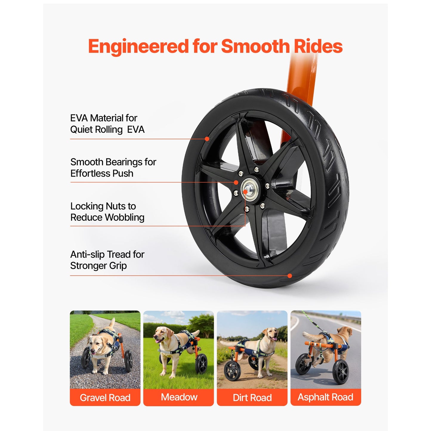 Lightweight adjustable dog wheelchair for back legs - disabled dogs 35-48 lbs - The Crazy Dog Shop