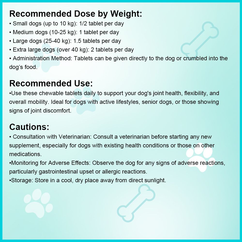 Joint and muscle chewable tablets for dogs - natural supplement for mobility and joint health
