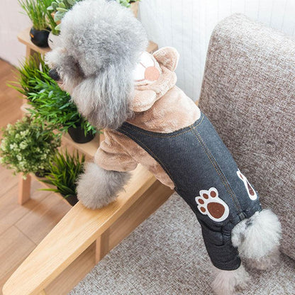 Paw Print Bear Cozy Cotton Padded Pet Clothes-1