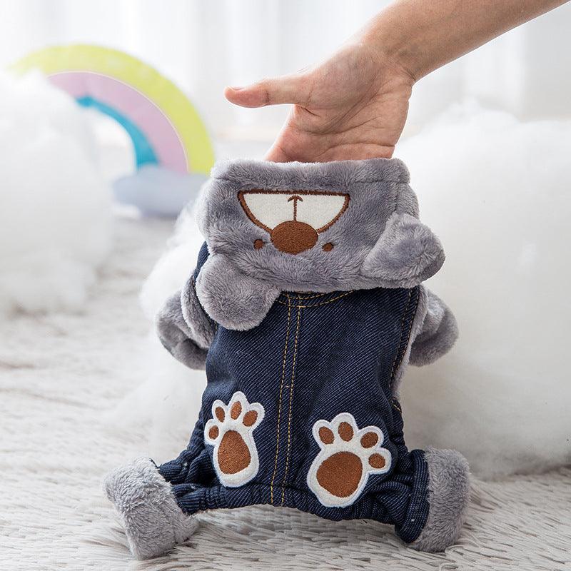 Paw Print Bear Cozy Cotton Padded Pet Clothes-3
