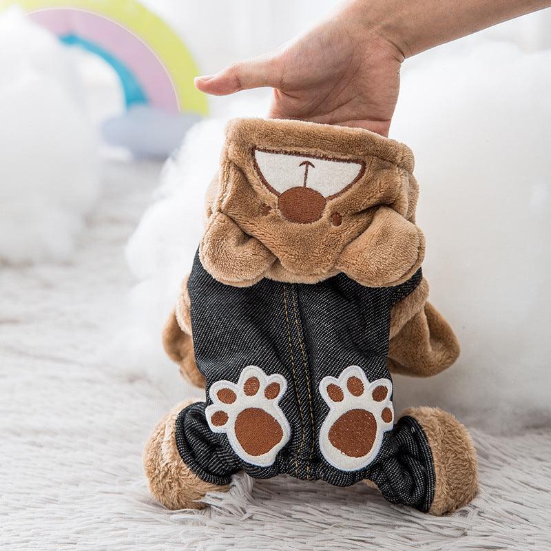 Paw Print Bear Cozy Cotton Padded Pet Clothes-0