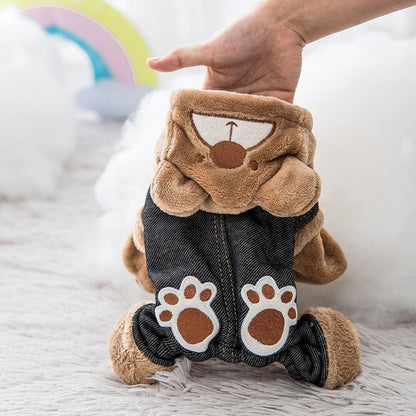Paw Print Bear Cozy Cotton Padded Pet Clothes-0