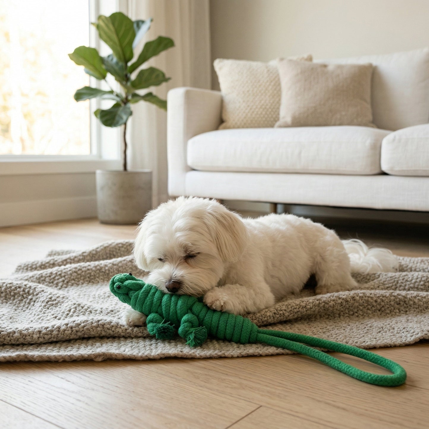 Owen the Green Lizard Rope Toy-1