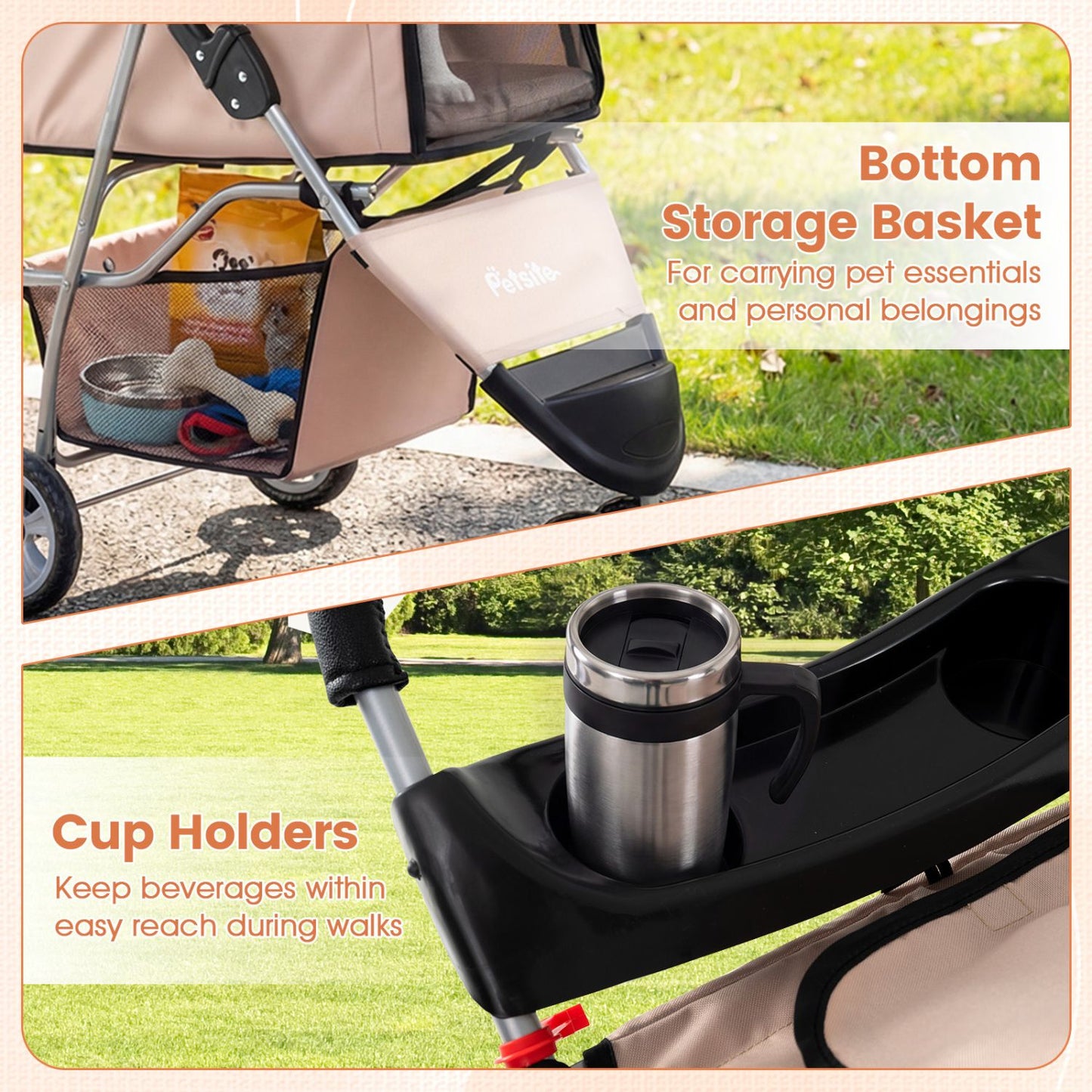 3-wheel pet stroller for small dogs and cats up to 33 lbs - The Crazy Dog Shop"