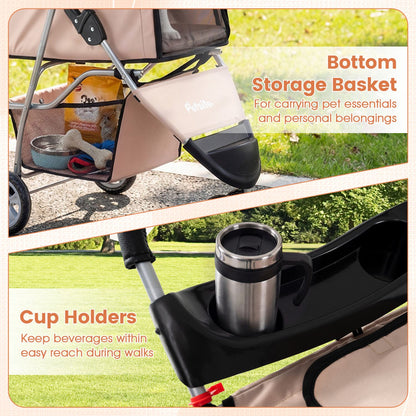 3-wheel pet stroller for small dogs and cats up to 33 lbs - The Crazy Dog Shop"