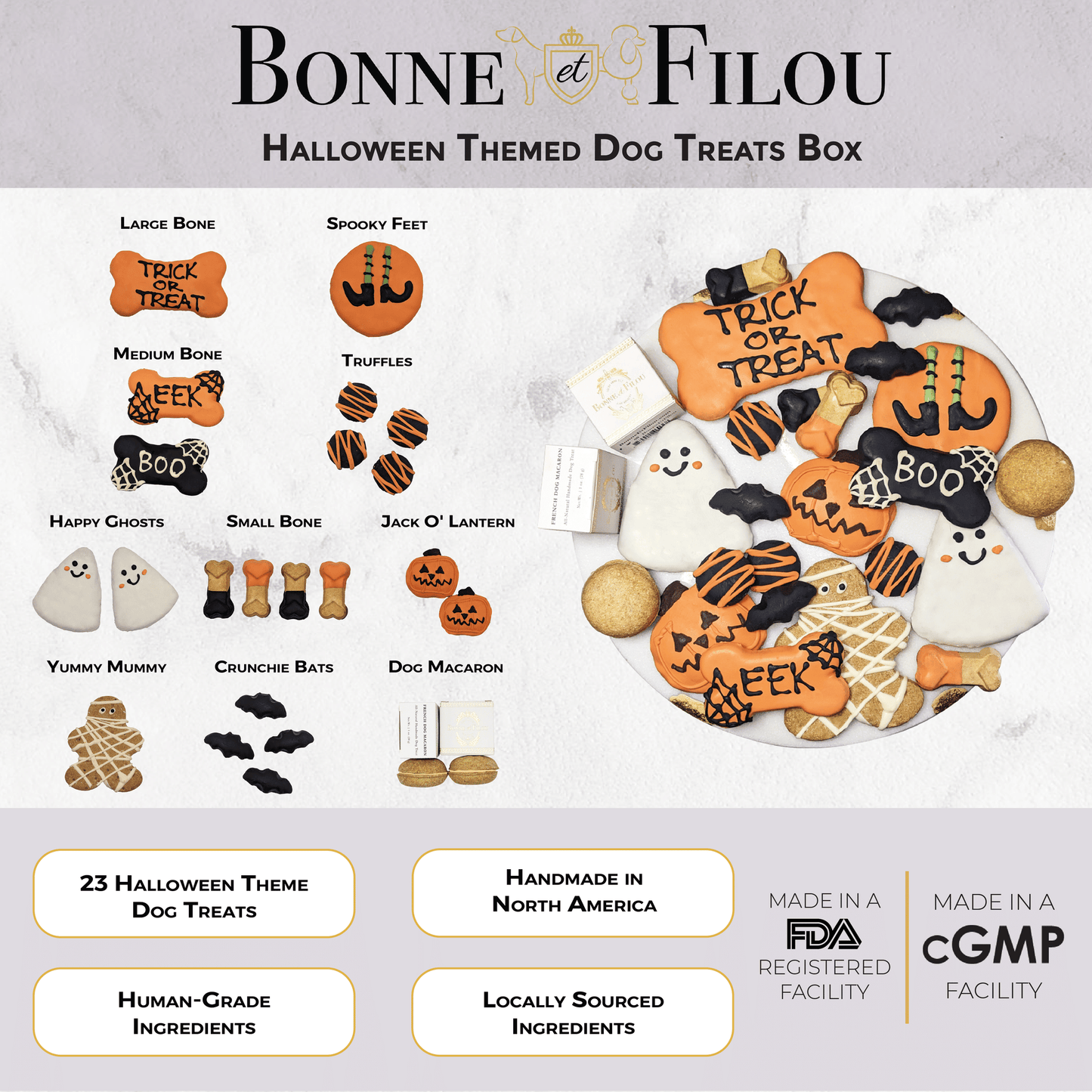 Spooky Halloween dog treats gift box - 18 handmade treats - The Crazy Dog Shop