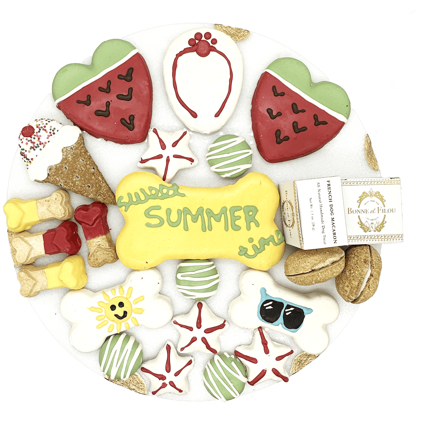 Summer themed dog treats gift box - 18 handmade treats - The Crazy Dog Shop