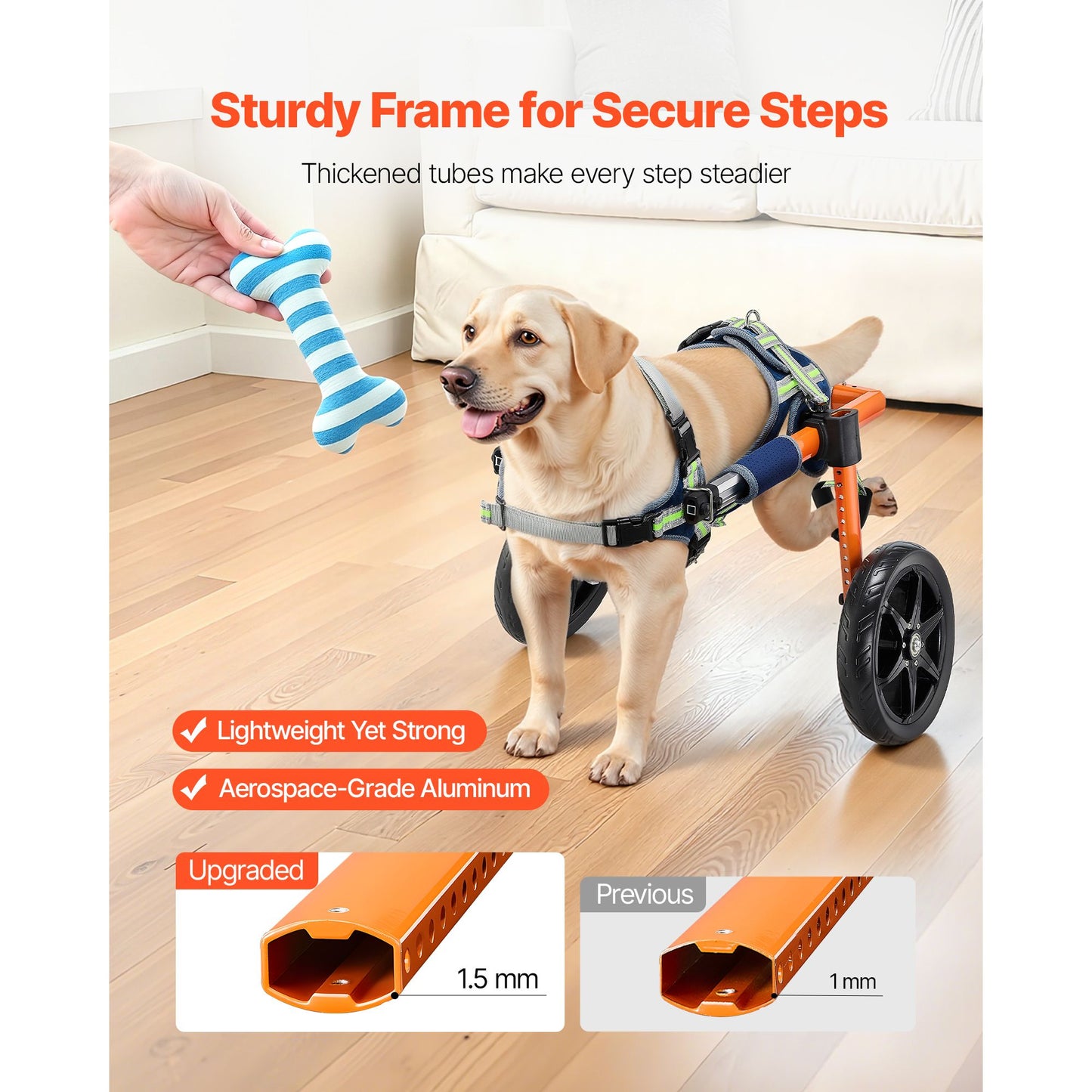 Lightweight adjustable dog wheelchair for back legs - disabled dogs 35-48 lbs - The Crazy Dog Shop