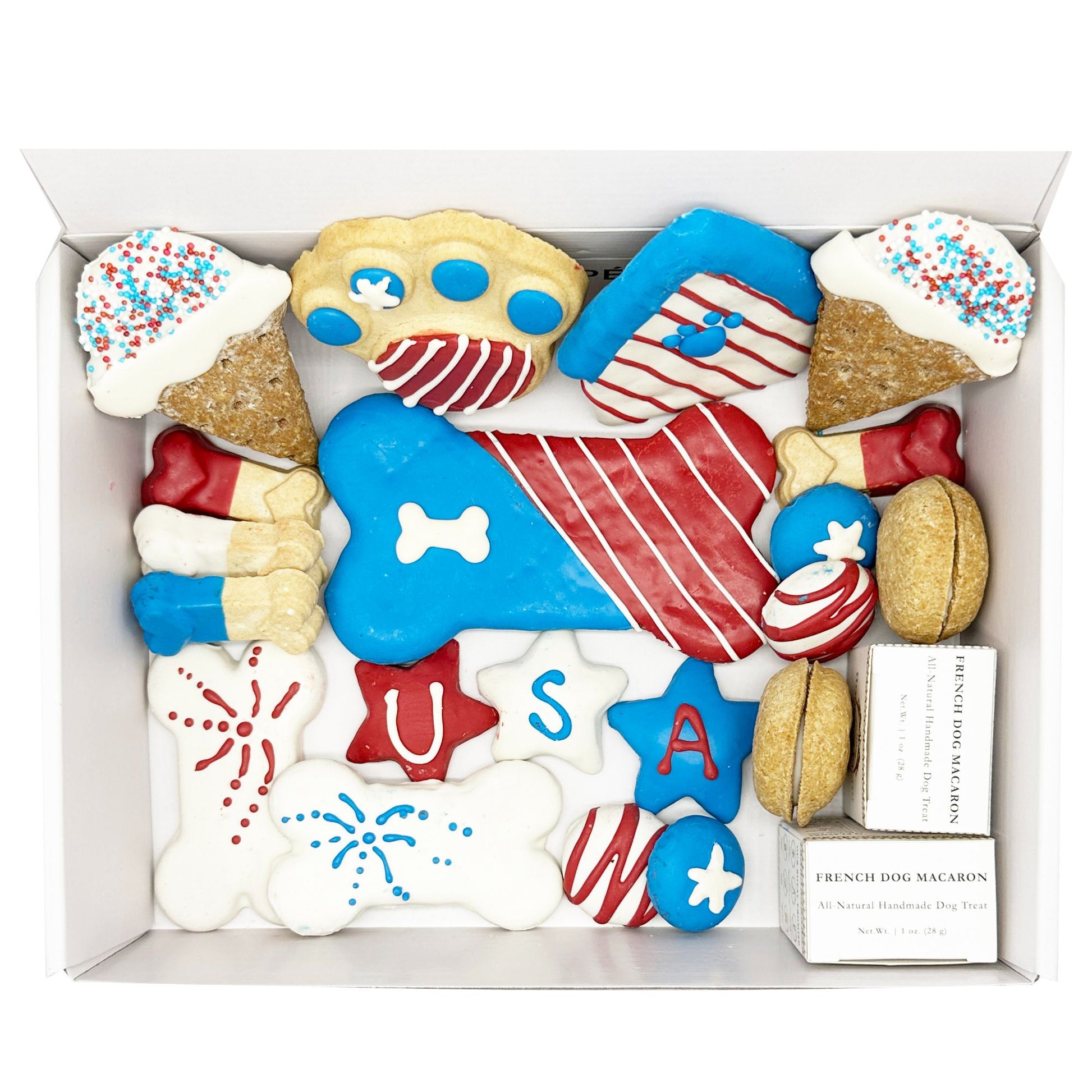 Patriotic USA dog treats gift box - 18 handmade treats - The Crazy Dog Shop