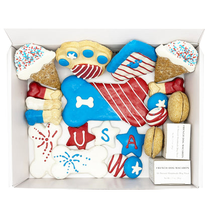 Patriotic USA dog treats gift box - 18 handmade treats - The Crazy Dog Shop