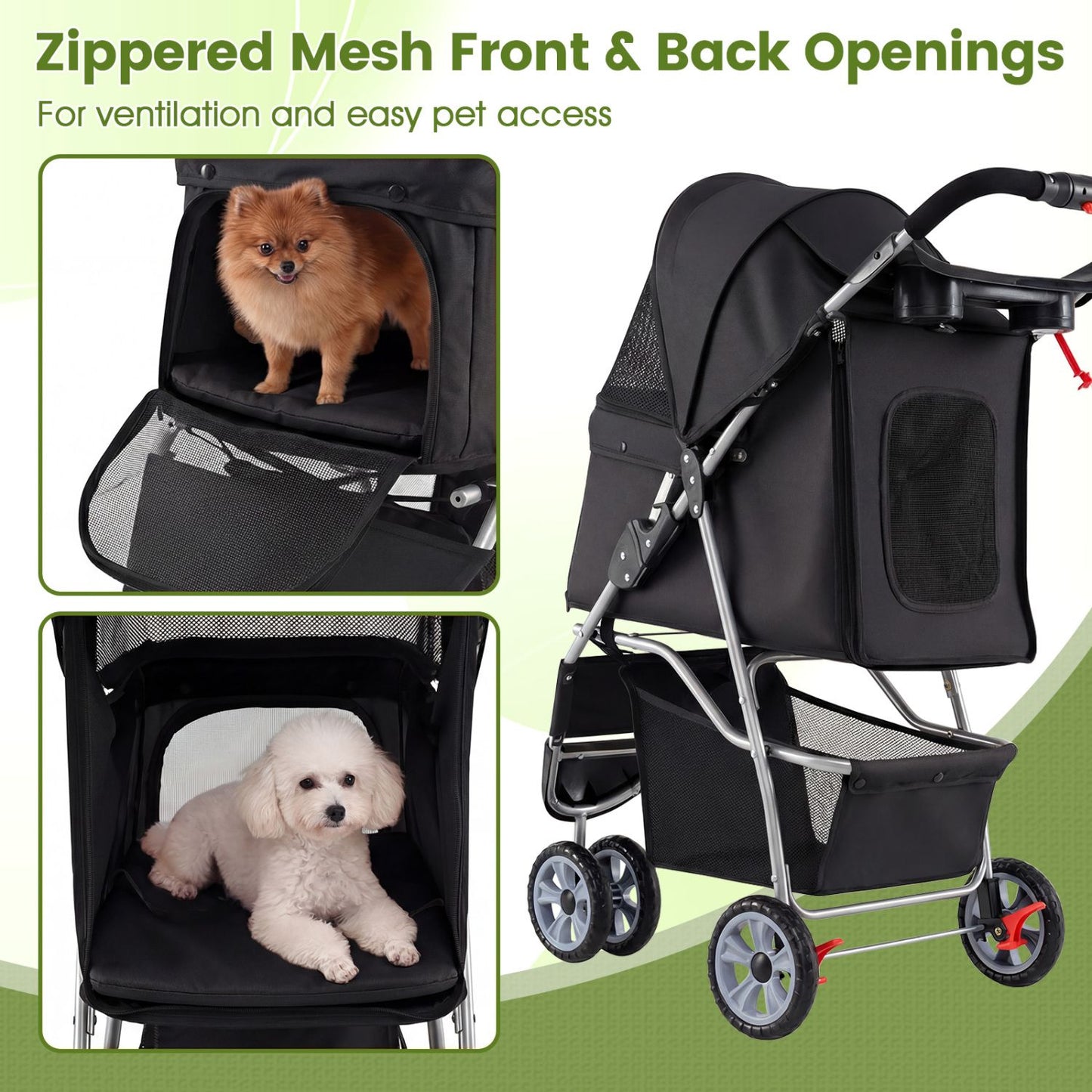 3-wheel pet stroller for small dogs and cats up to 33 lbs - The Crazy Dog Shop"