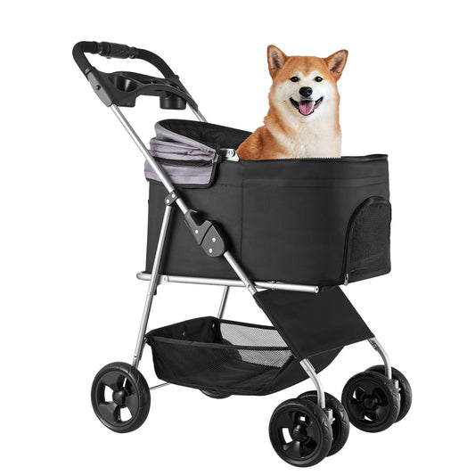 Foldable pet stroller for dogs and cats - front view