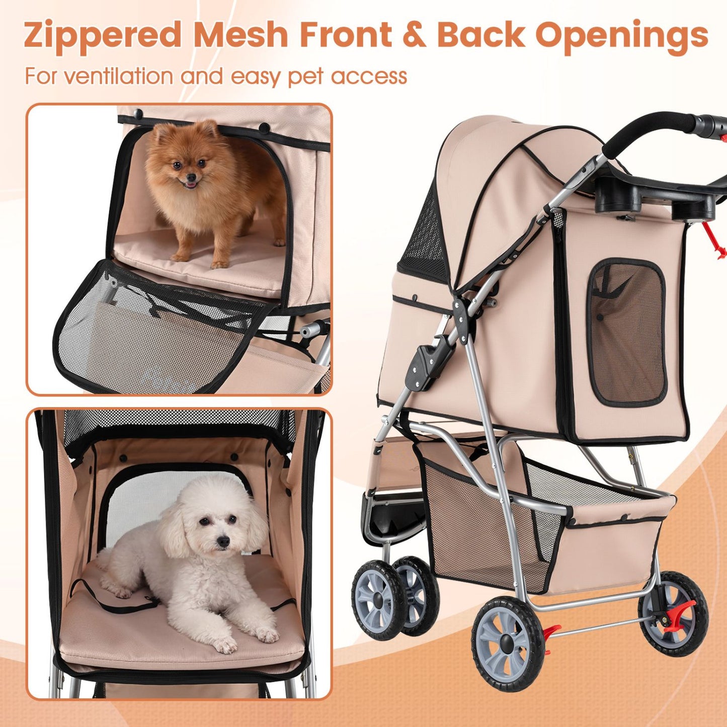 3-wheel pet stroller for small dogs and cats up to 33 lbs - The Crazy Dog Shop"