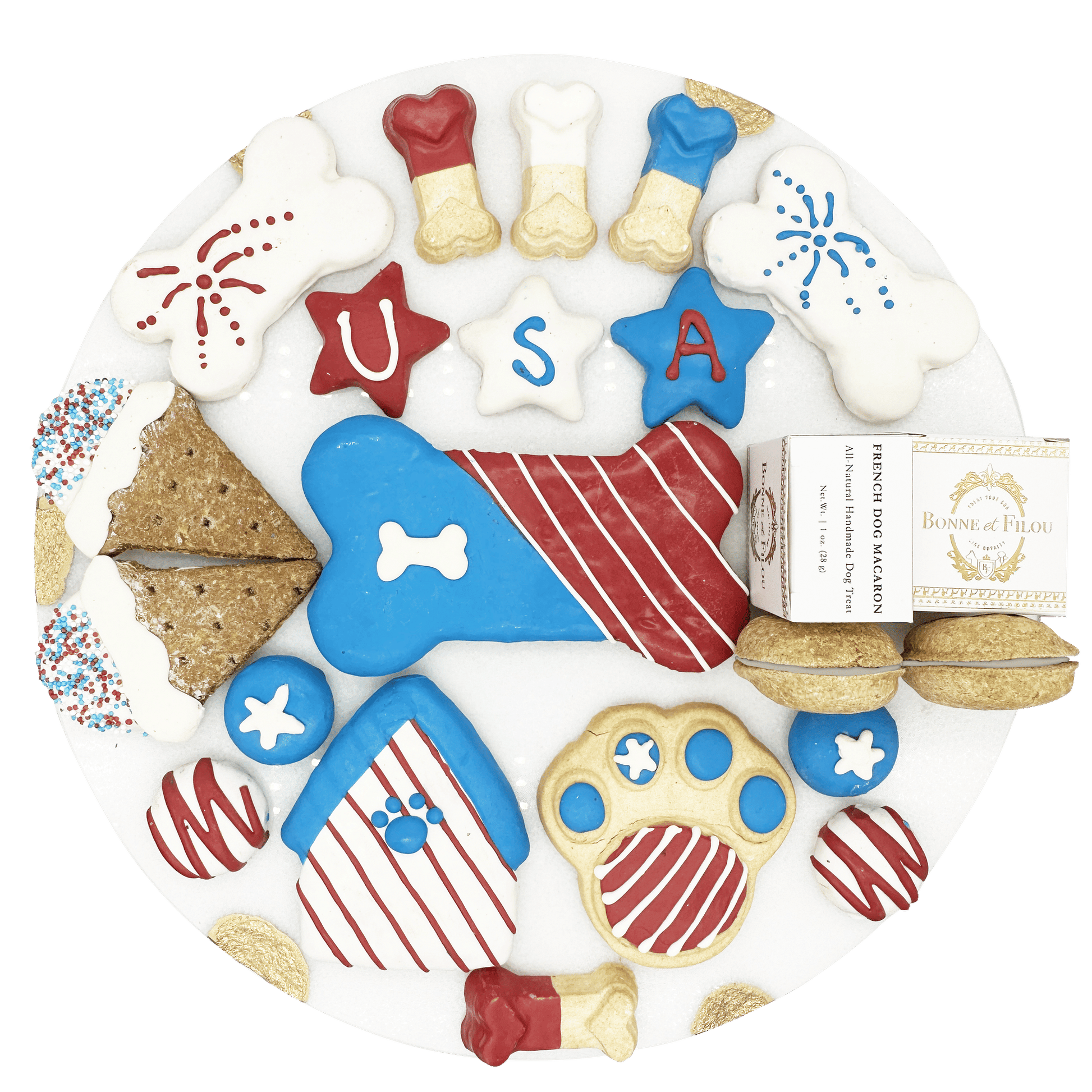 Patriotic USA dog treats gift box - 18 handmade treats - The Crazy Dog Shop