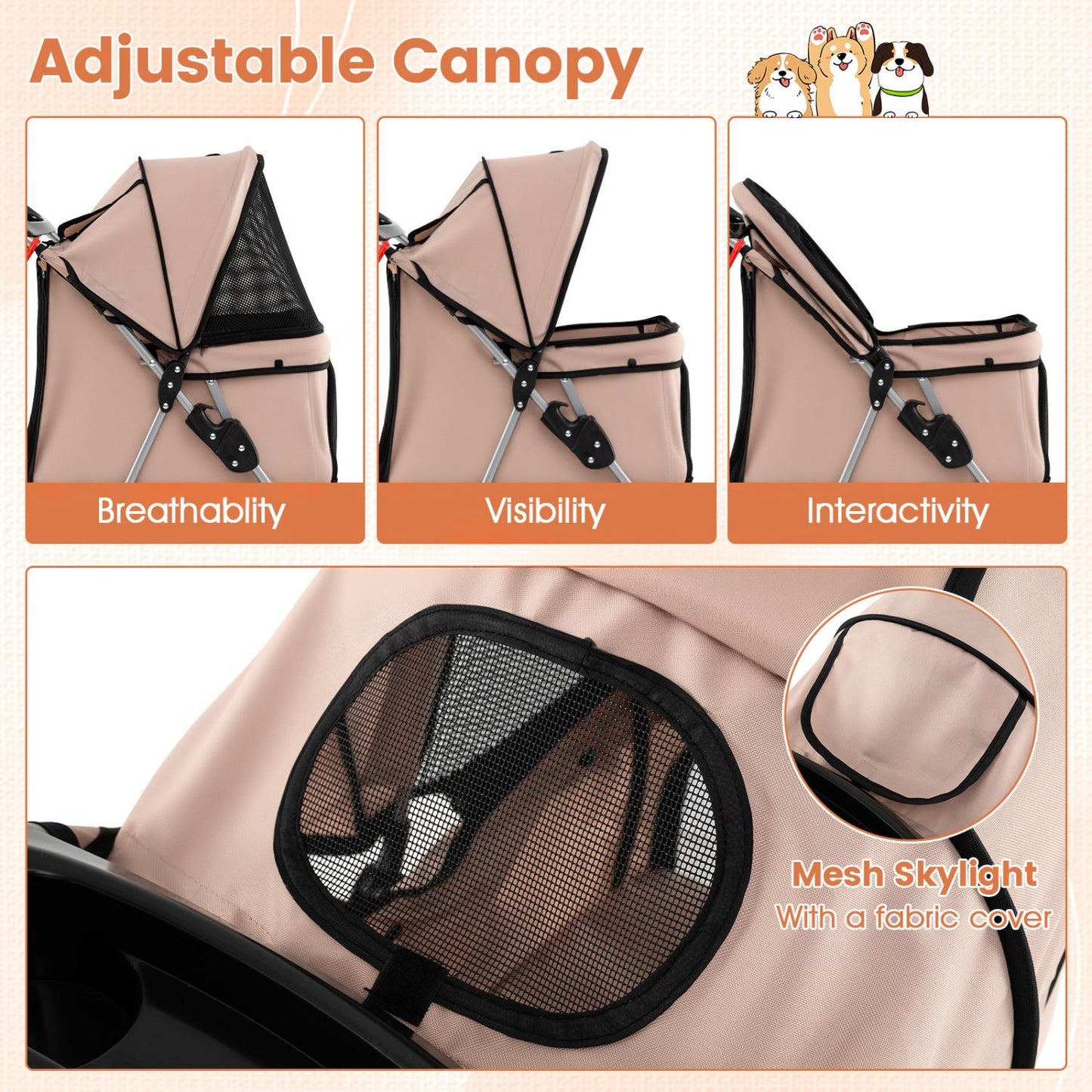 3-wheel pet stroller for small dogs and cats up to 33 lbs - The Crazy Dog Shop"