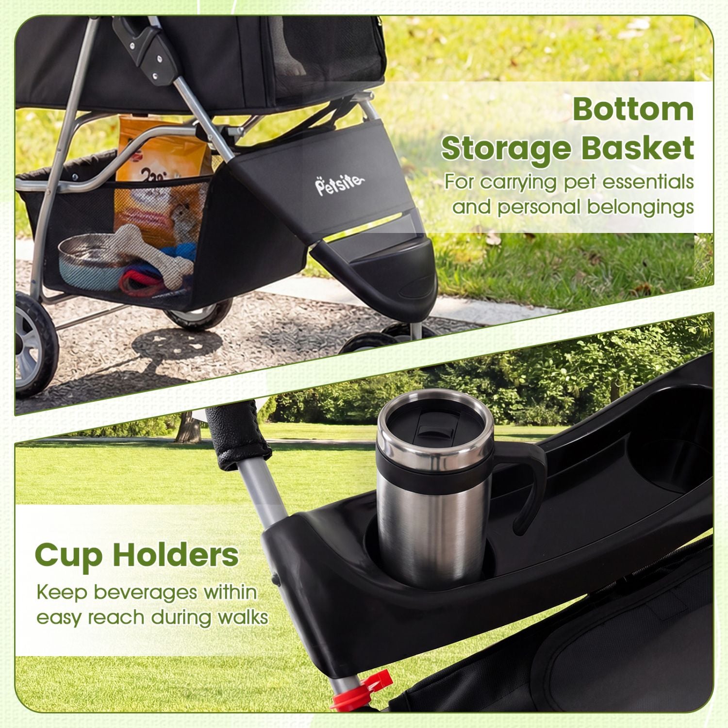 3-wheel pet stroller for small dogs and cats up to 33 lbs - The Crazy Dog Shop"