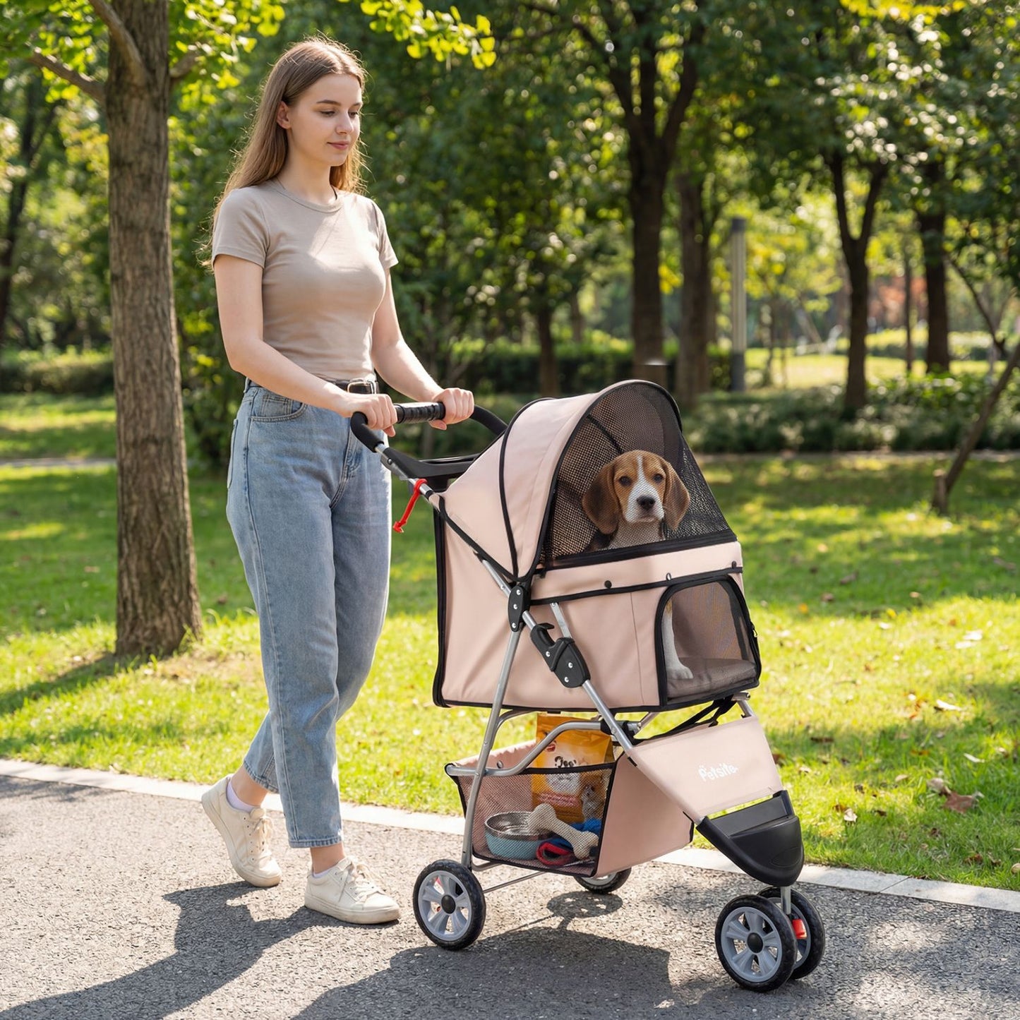 3-wheel pet stroller for small dogs and cats up to 33 lbs - The Crazy Dog Shop"