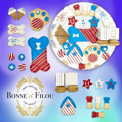 Patriotic USA dog treats gift box - 18 handmade treats - The Crazy Dog Shop
