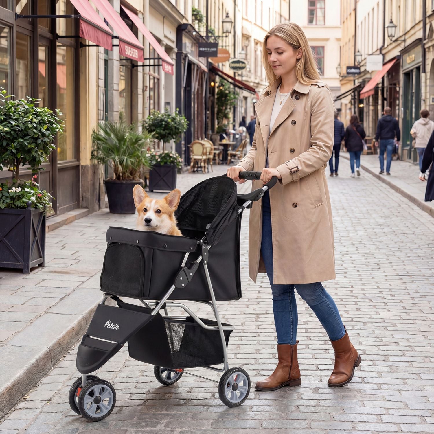 3-wheel pet stroller for small dogs and cats up to 33 lbs - The Crazy Dog Shop"