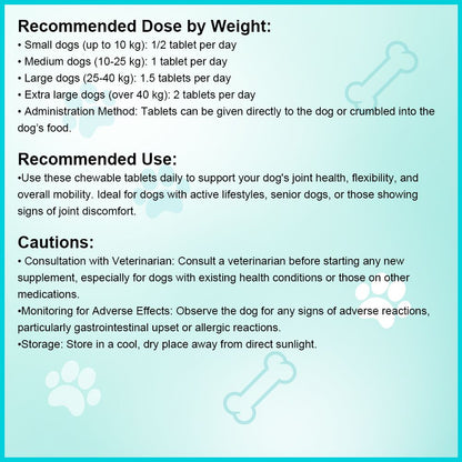 Joint and muscle chewable tablets for dogs - natural supplement for mobility and joint health
