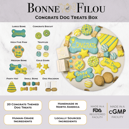 Congratulations dog treats gift box - 18 handmade treats - The Crazy Dog Shop