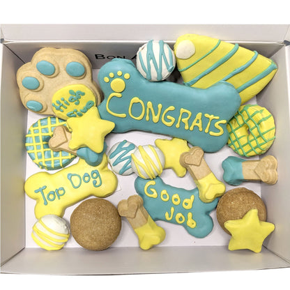 Congratulations dog treats gift box - 18 handmade treats - The Crazy Dog Shop