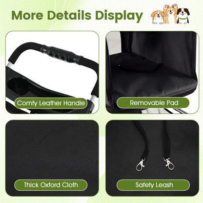 3-wheel pet stroller for small dogs and cats up to 33 lbs - The Crazy Dog Shop"