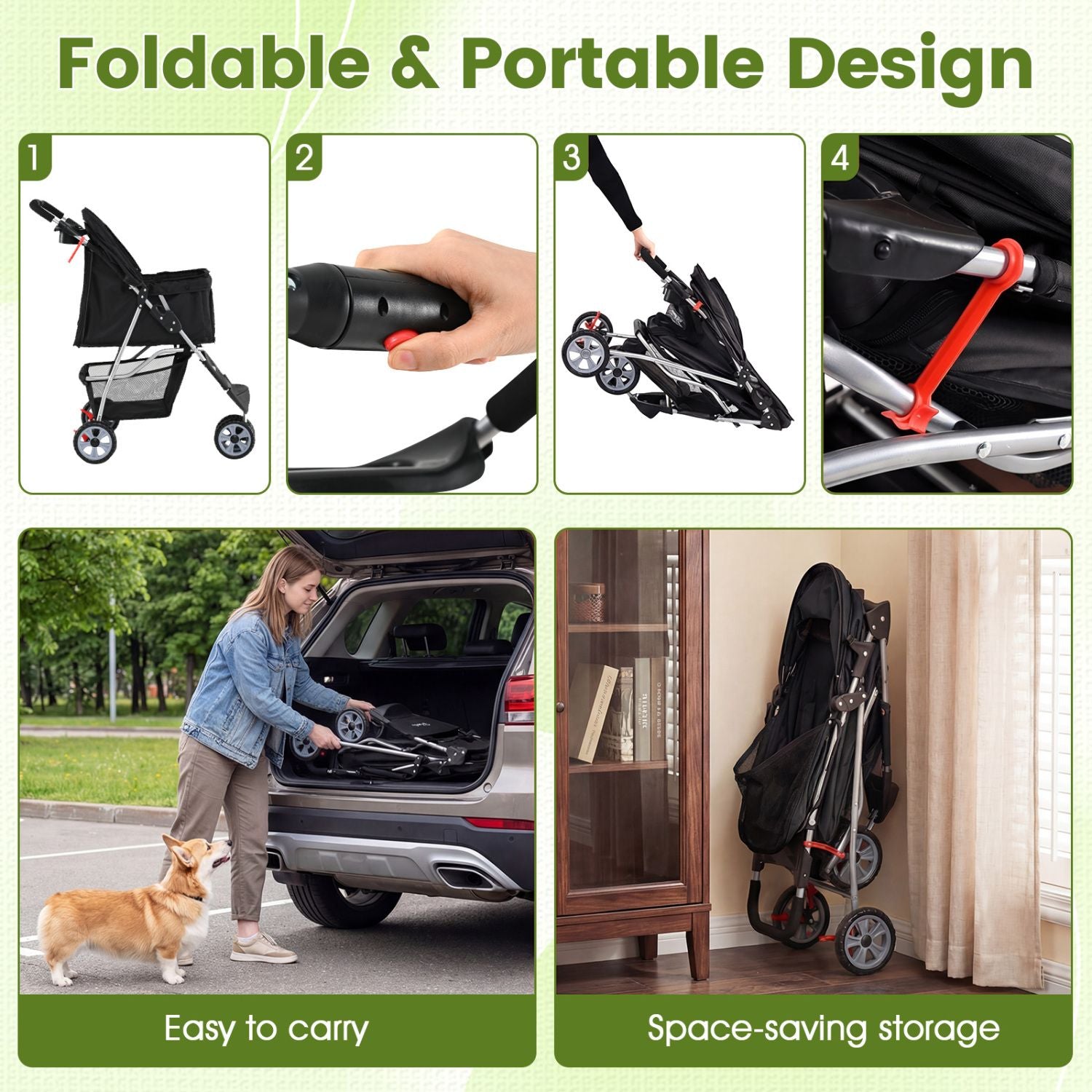 3-wheel pet stroller for small dogs and cats up to 33 lbs - The Crazy Dog Shop"