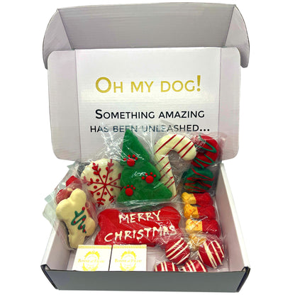 Christmas holiday dog treats gift box - 18 handmade treats - The Crazy Dog Shop