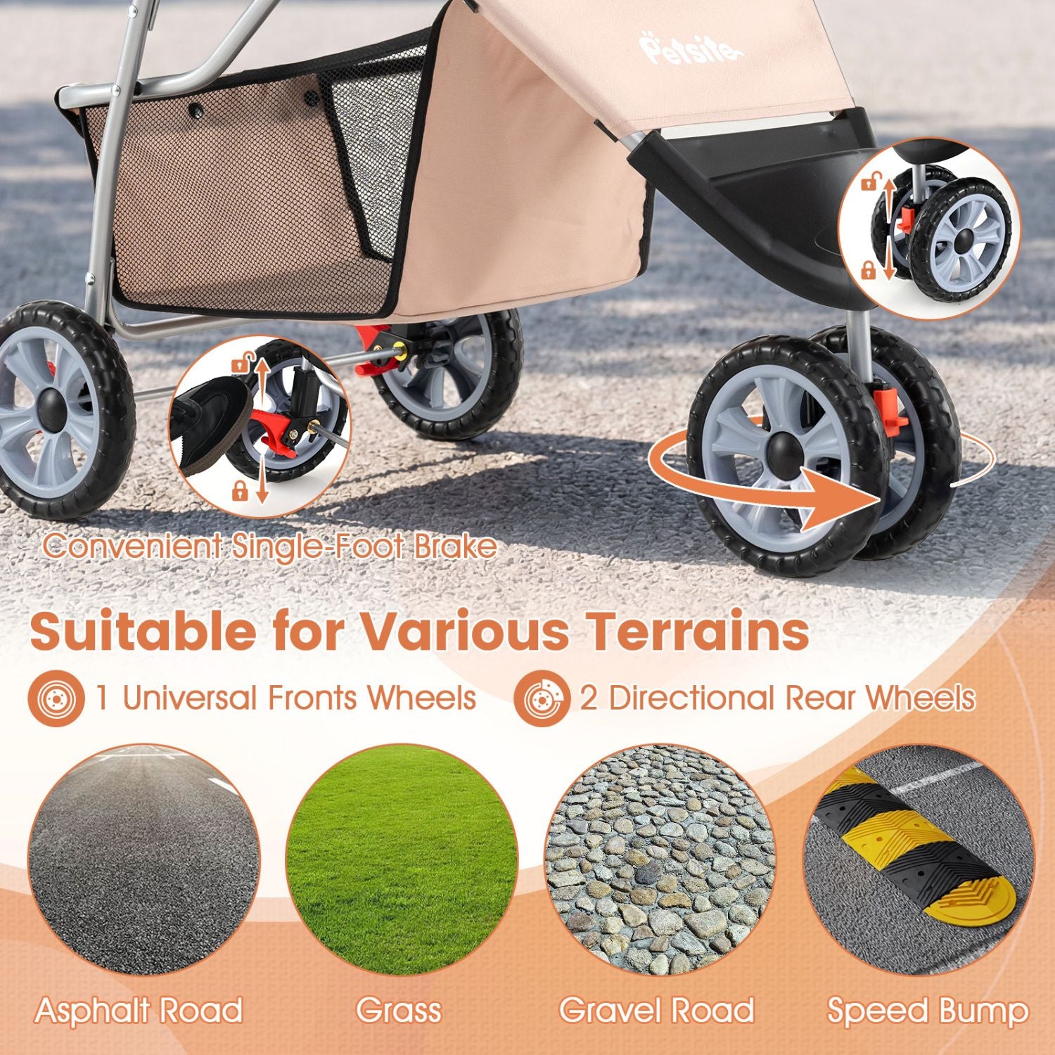 3-wheel pet stroller for small dogs and cats up to 33 lbs - The Crazy Dog Shop"