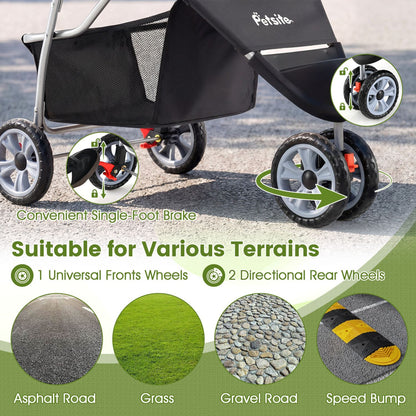 3-wheel pet stroller for small dogs and cats up to 33 lbs - The Crazy Dog Shop"