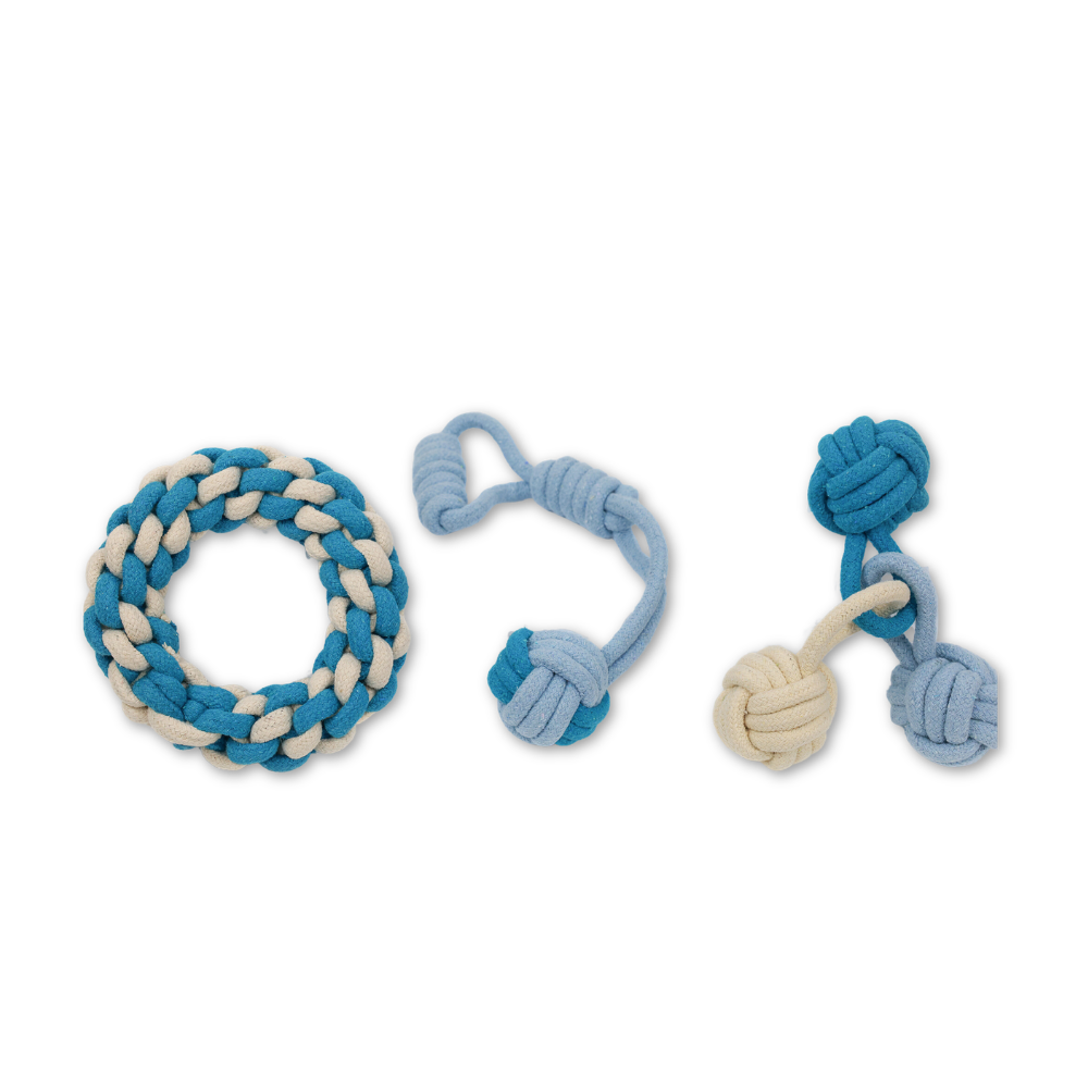 Sky and Cloud rope tug toy set for dogs - The Crazy Dog Shop 